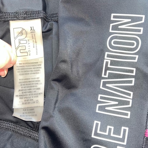 P.E Nation Black Saber Logo Colorblock Neon Lined High Waisted Leggings - Picture 4 of 7